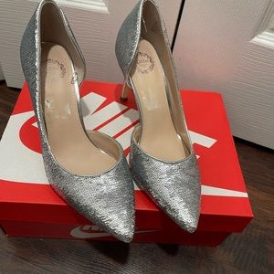 I Miller sparkly sequin silver pumps